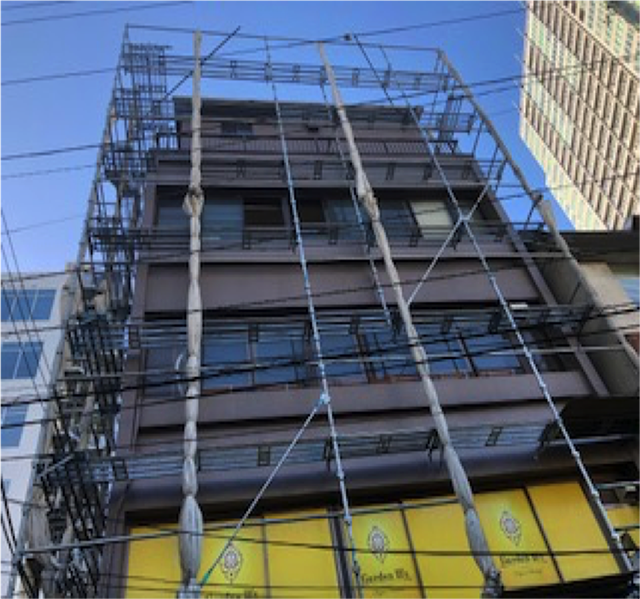 東京港区Nマンション外壁防水工事 足場解体前　検査